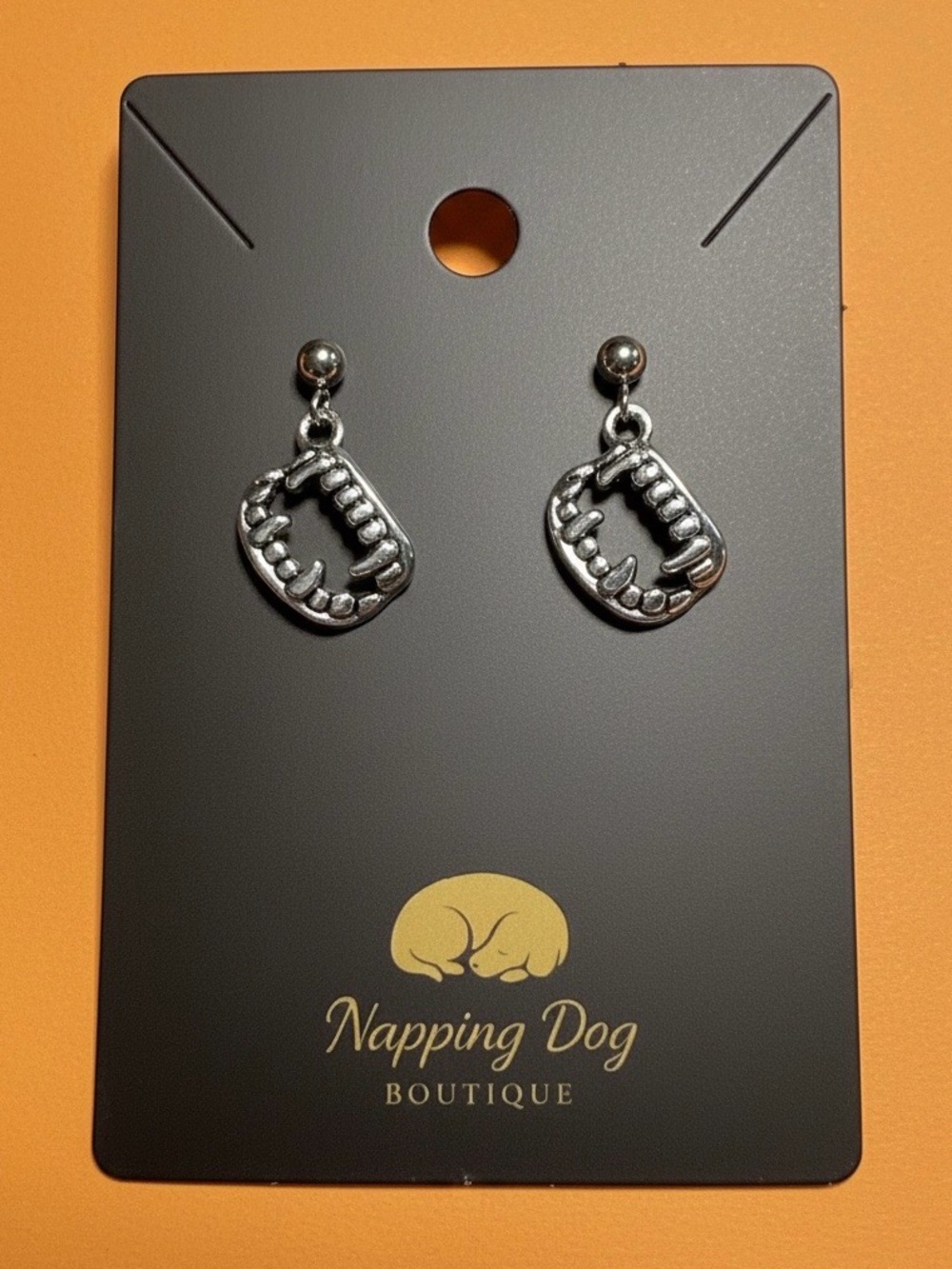 Silver Vampire Fang Drop Earrings
